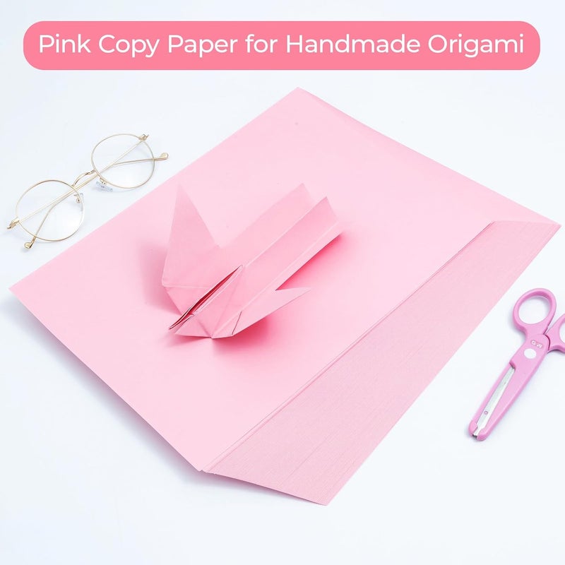 MG 100 Sheets Pink Copy Printing Paper, 8.3 X 11.7 inch Colored Printer Papers, Pink Construction Paper for Card Making Scrapbooking School Office Party DIY Craft - Image 3